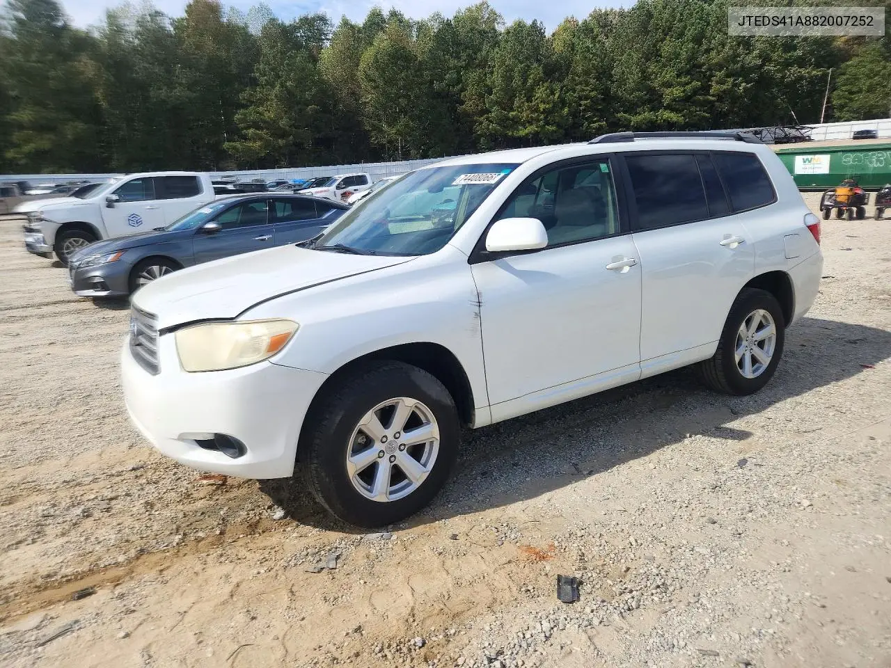 TOYOTA HIGHLANDER 2008, VIN JTEDS41A882007252