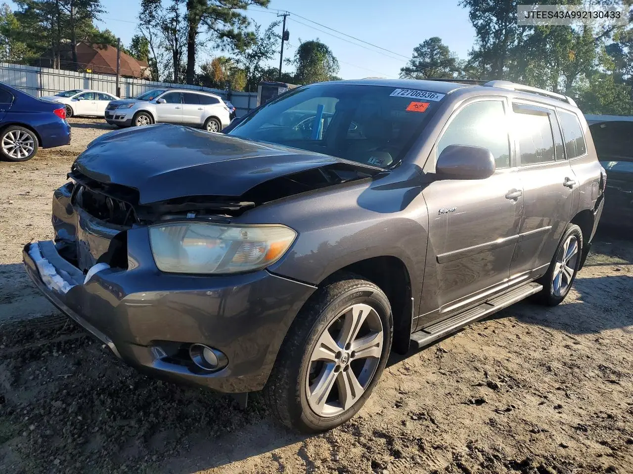 TOYOTA HIGHLANDER 2009, VIN JTEES43A992130433