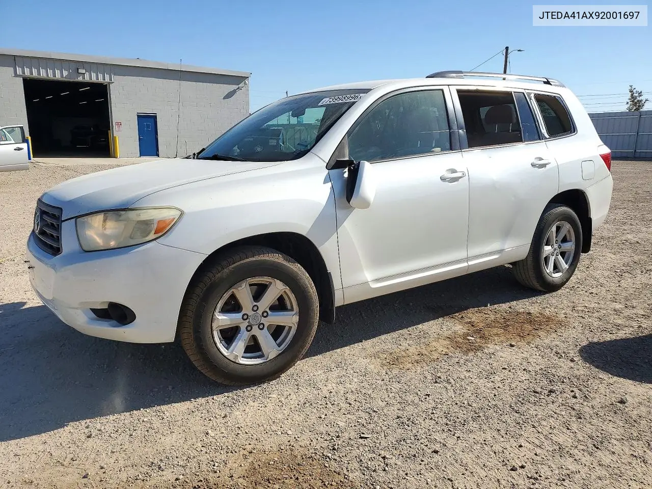 TOYOTA HIGHLANDER 2009, VIN JTEDA41AX92001697