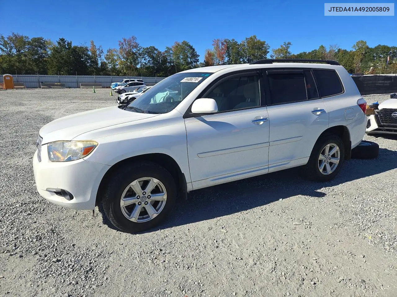 TOYOTA HIGHLANDER 2009, VIN JTEDA41A492005809