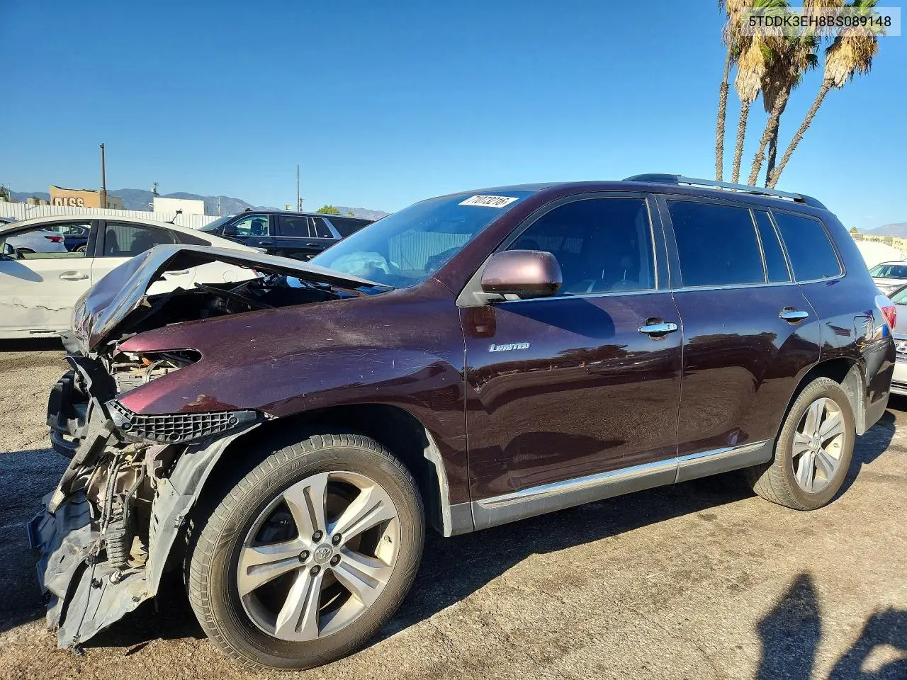 TOYOTA HIGHLANDER 2011, VIN 5TDDK3EH8BS089148