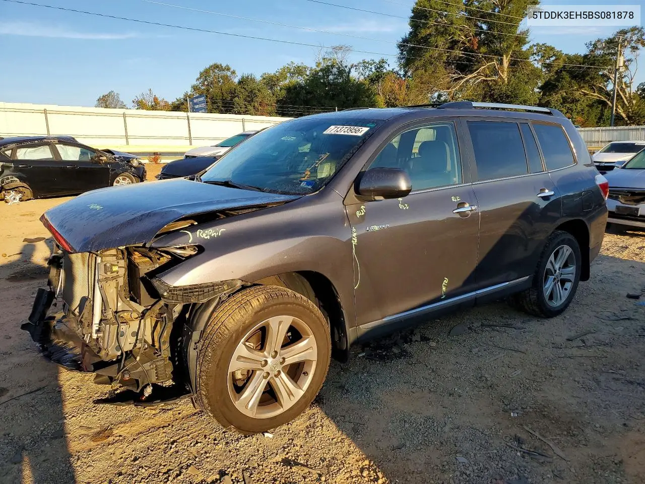 TOYOTA HIGHLANDER 2011, VIN 5TDDK3EH5BS081878