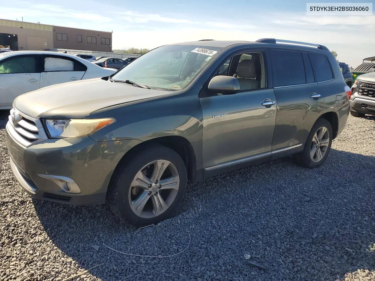 TOYOTA HIGHLANDER 2011, VIN 5TDYK3EH2BS036060