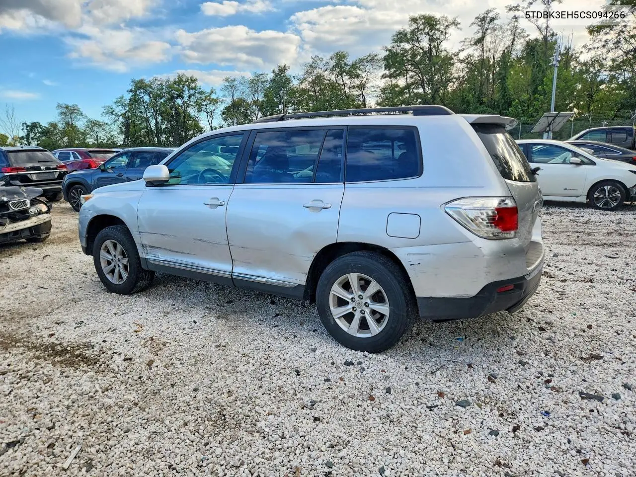 2012 TOYOTA HIGHLANDER VIN 5TDBK3EH5CS094266 — фото 2