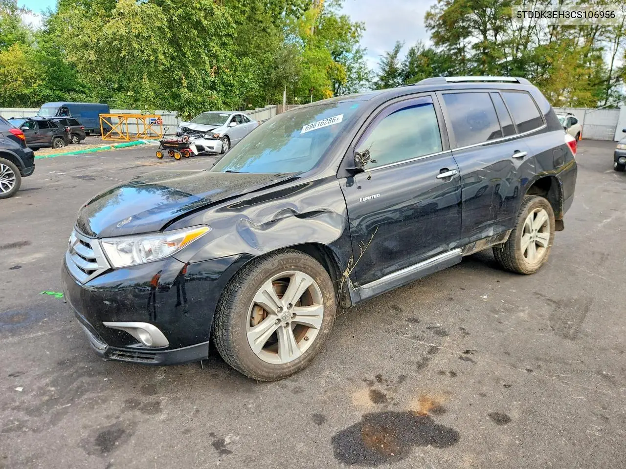 TOYOTA HIGHLANDER 2012, VIN 5TDDK3EH3CS106956