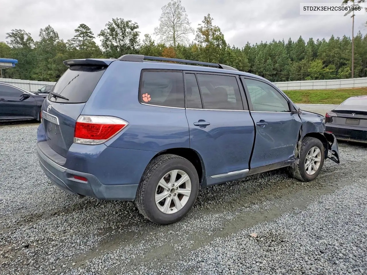 2012 TOYOTA HIGHLANDER VIN 5TDZK3EH2CS061966 — фото 3