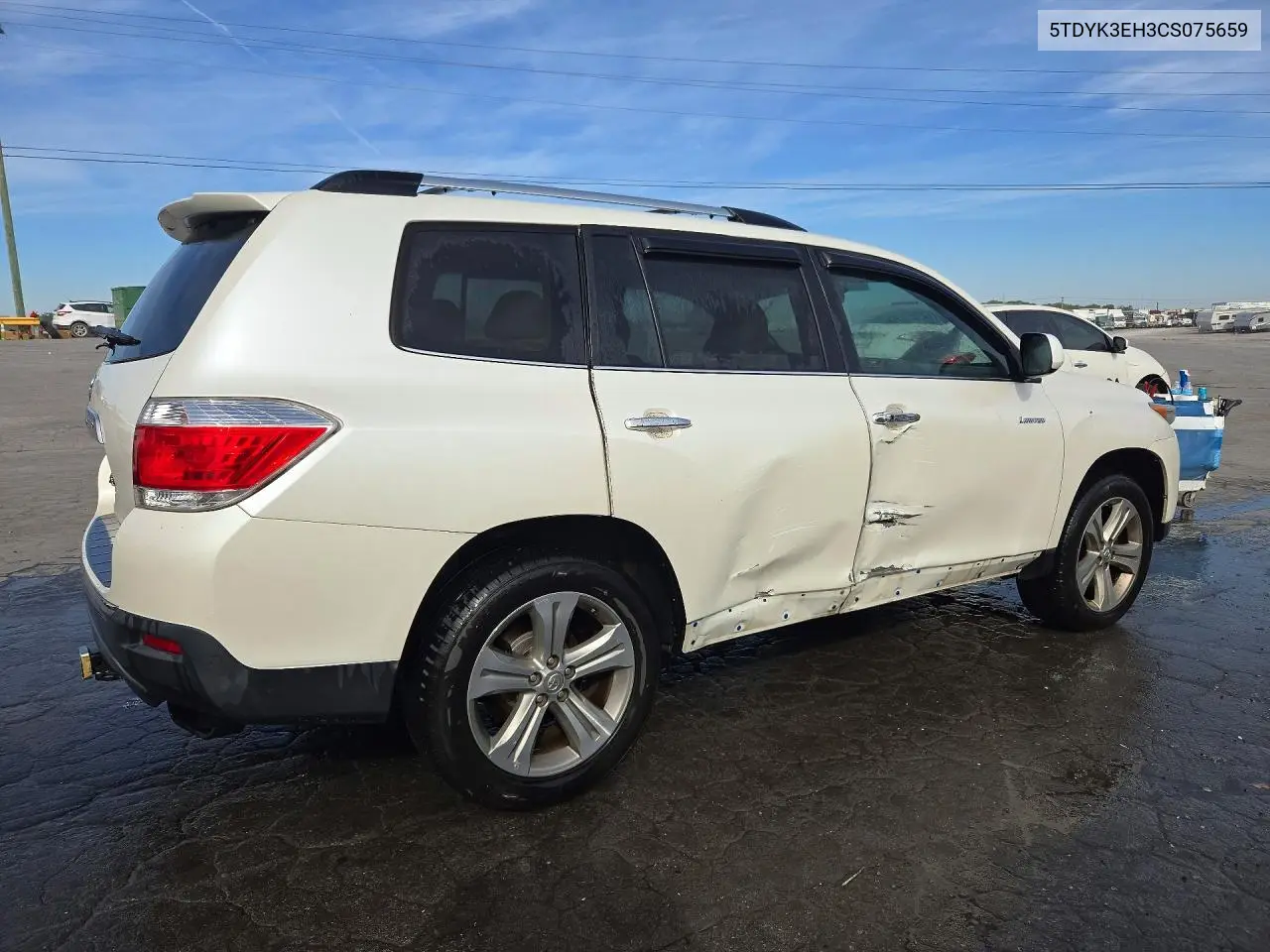 2012 TOYOTA HIGHLANDER VIN 5TDYK3EH3CS075659 — фото 3