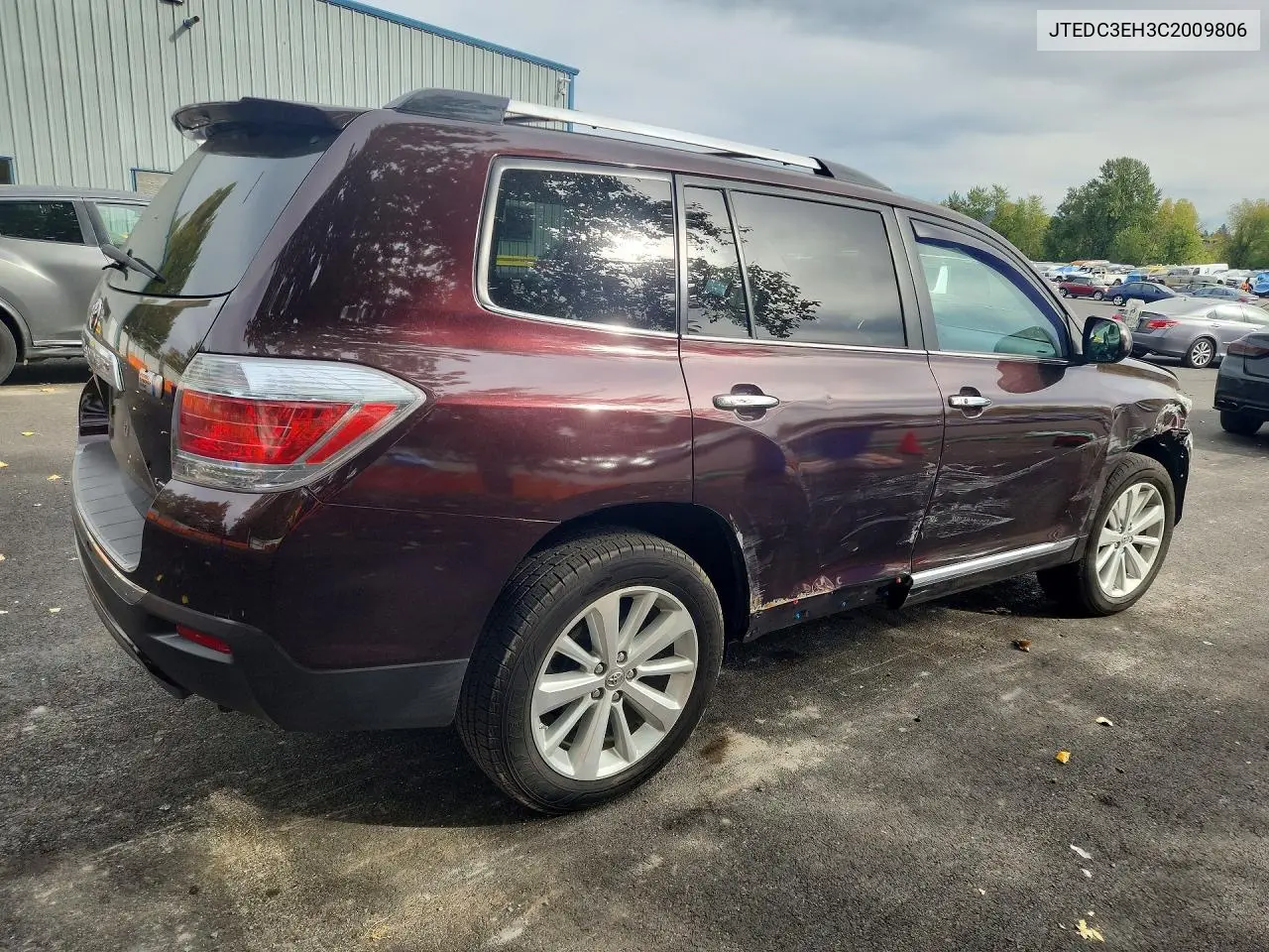 2012 TOYOTA HIGHLANDER VIN JTEDC3EH3C2009806 — фото 3