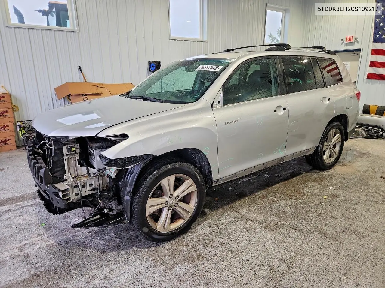 TOYOTA HIGHLANDER 2012, VIN 5TDDK3EH2CS109217