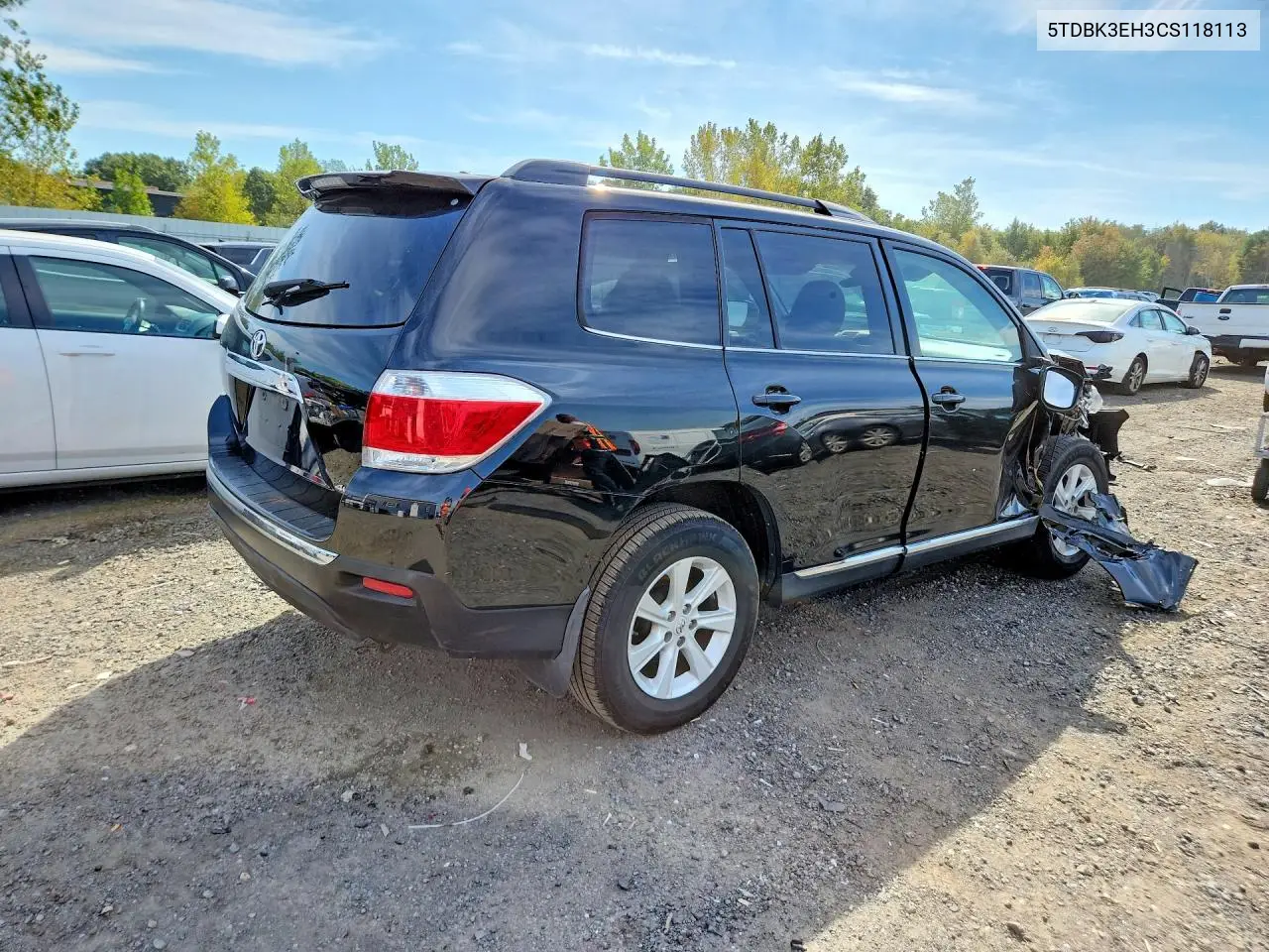 2012 TOYOTA HIGHLANDER VIN 5TDBK3EH3CS118113 — фото 3