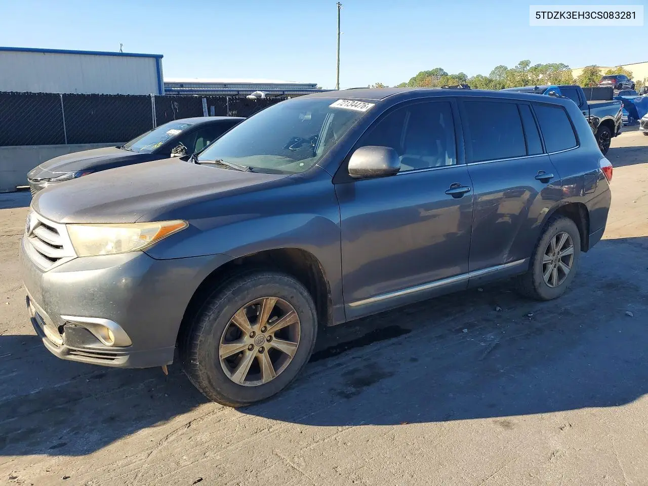 TOYOTA HIGHLANDER 2012, VIN 5TDZK3EH3CS083281
