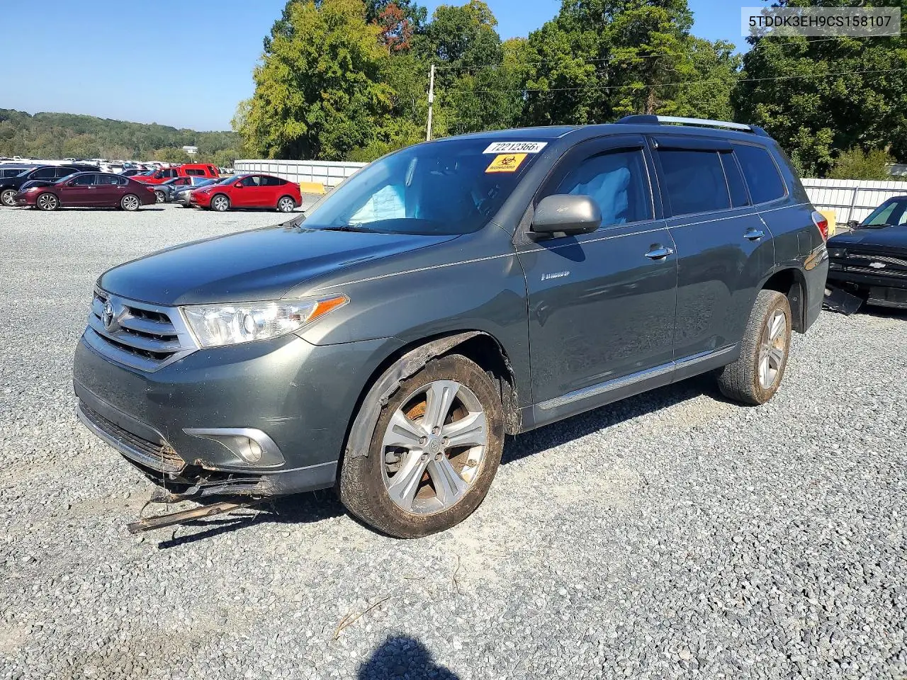 TOYOTA HIGHLANDER 2012, VIN 5TDDK3EH9CS158107