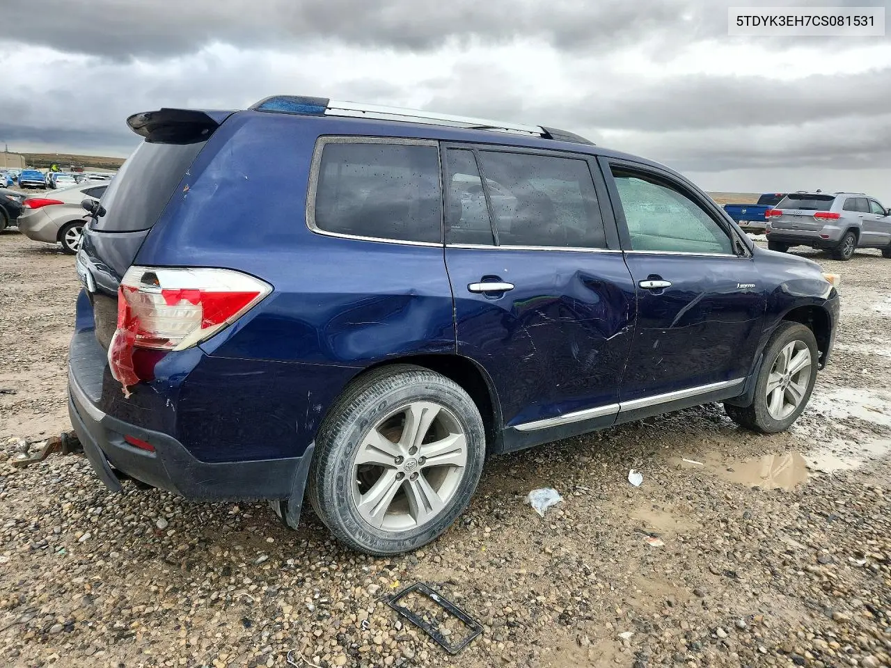 2012 TOYOTA HIGHLANDER VIN 5TDYK3EH7CS081531 — фото 3