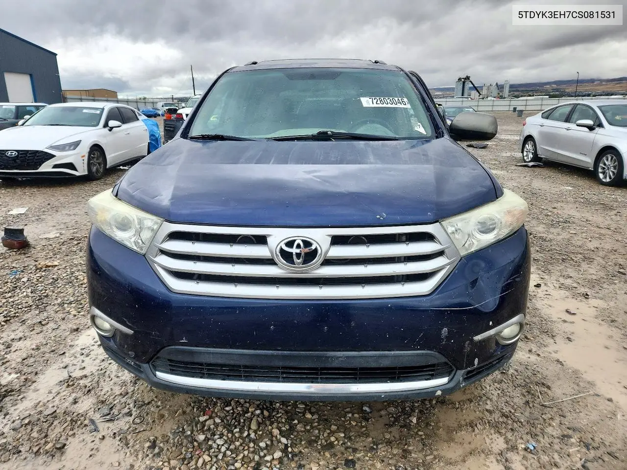 2012 TOYOTA HIGHLANDER VIN 5TDYK3EH7CS081531 — фото 5