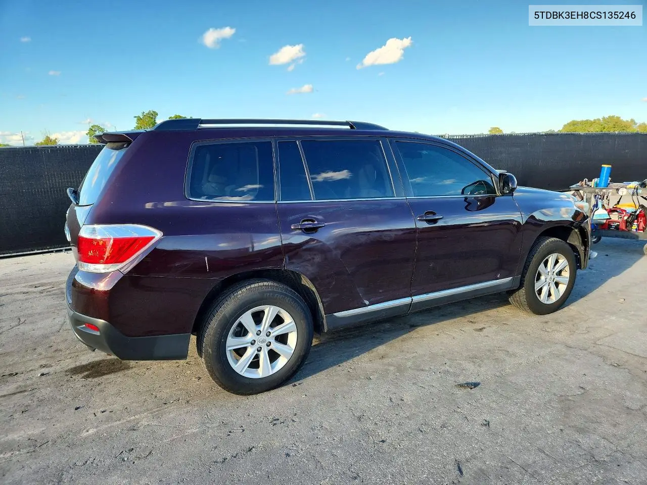 2012 TOYOTA HIGHLANDER VIN 5TDBK3EH8CS135246 — фото 3