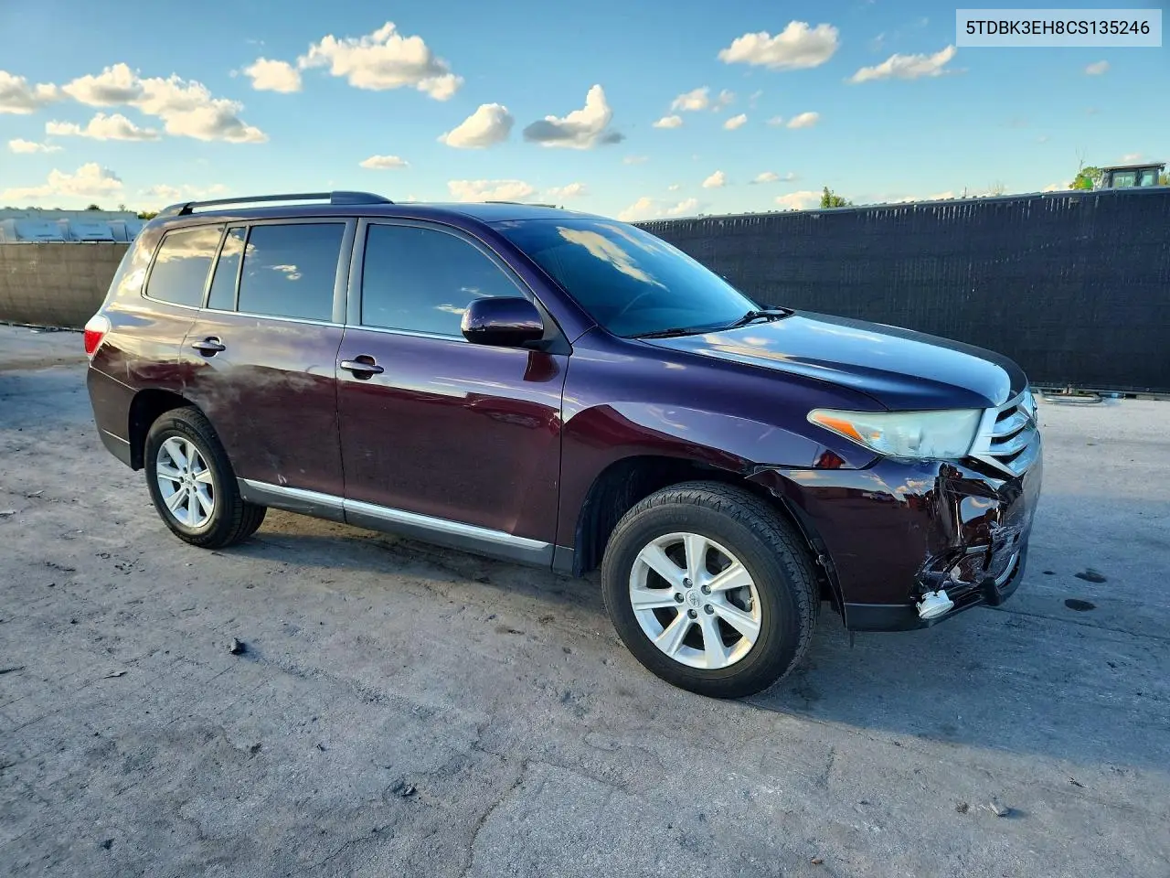 2012 TOYOTA HIGHLANDER VIN 5TDBK3EH8CS135246 — фото 4