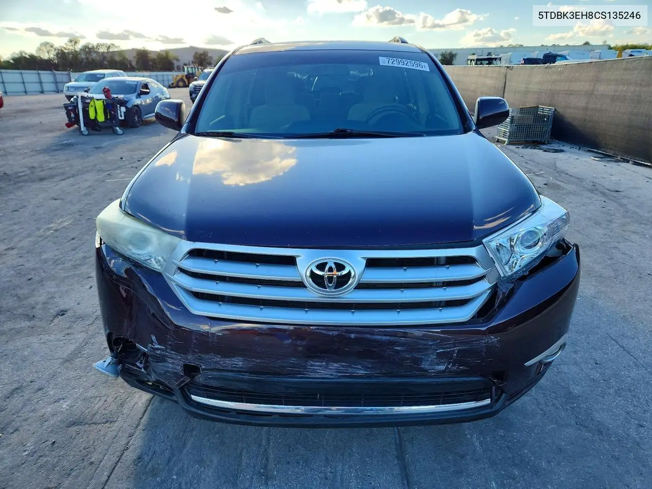 2012 TOYOTA HIGHLANDER VIN 5TDBK3EH8CS135246 — фото 5