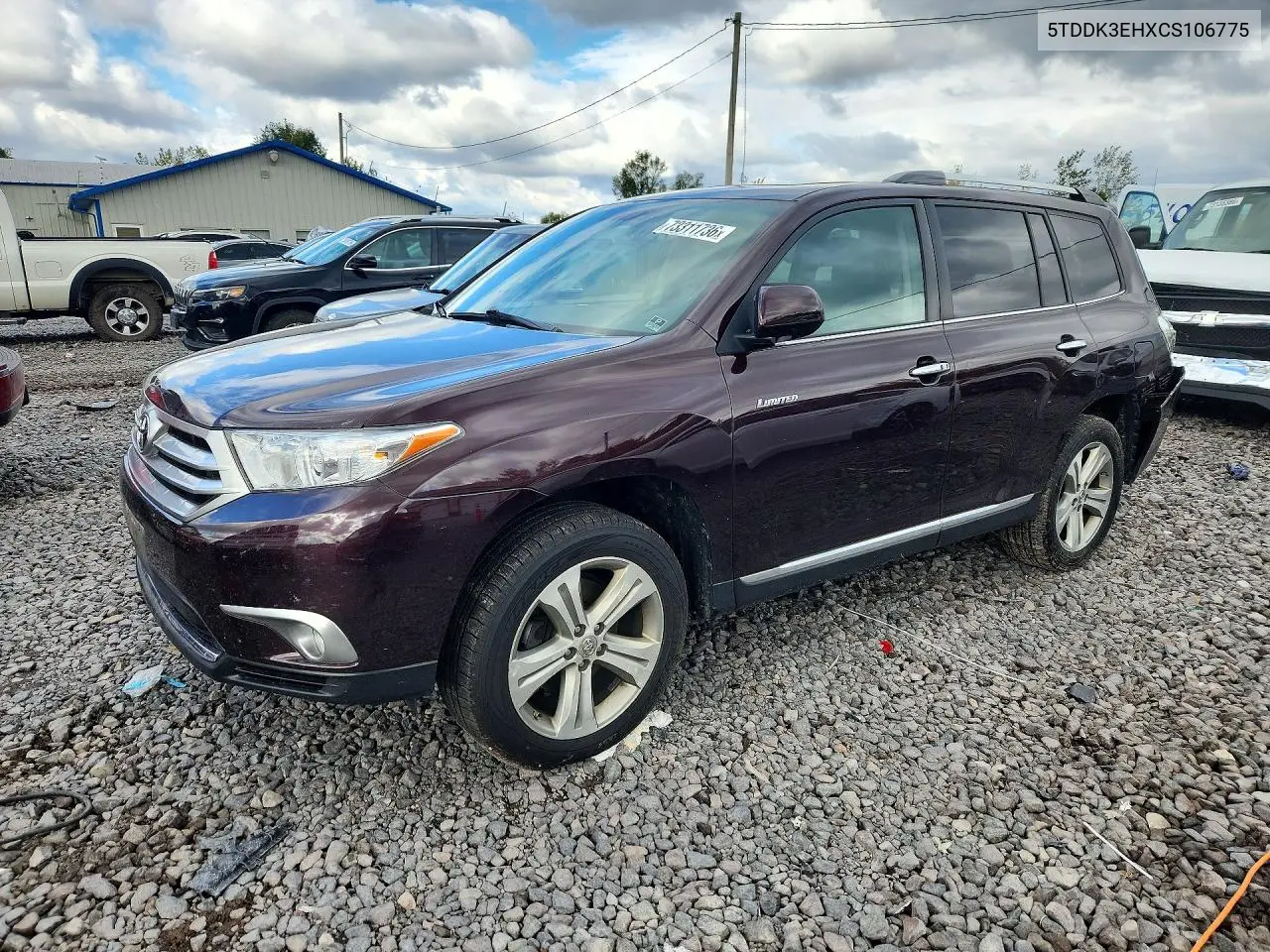 TOYOTA HIGHLANDER 2012, VIN 5TDDK3EHXCS106775