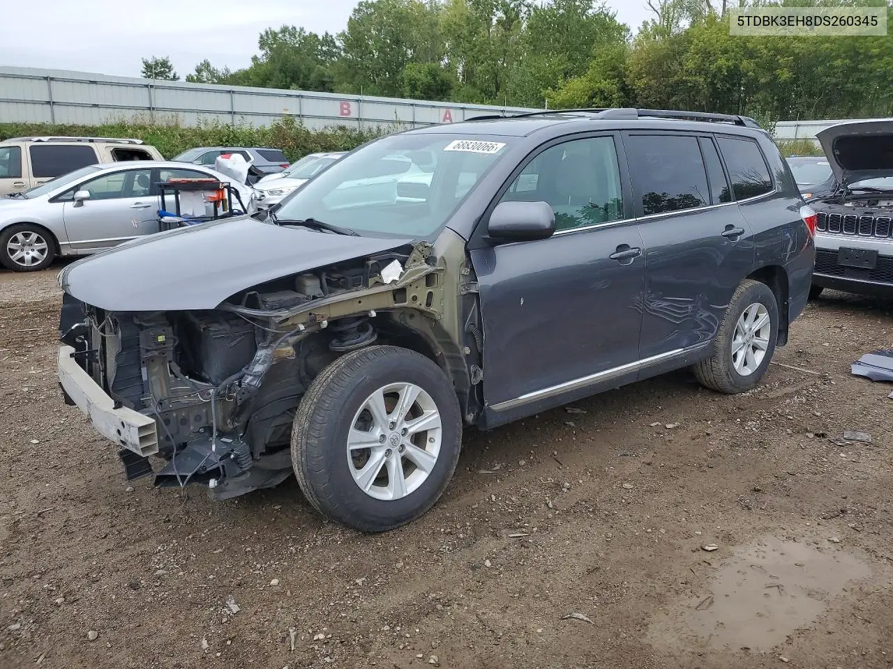 TOYOTA HIGHLANDER 2013, VIN 5TDBK3EH8DS260345