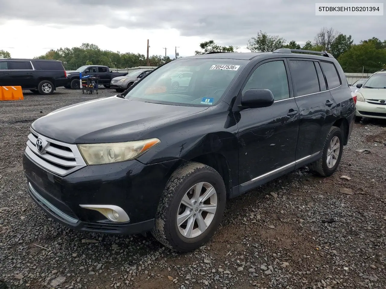 TOYOTA HIGHLANDER 2013, VIN 5TDBK3EH1DS201394
