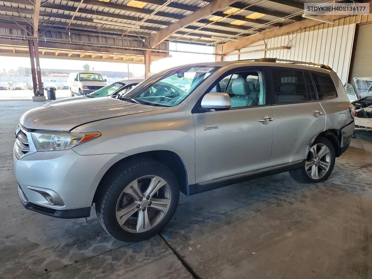 TOYOTA HIGHLANDER 2013, VIN 5TDYK3EH4DS136177