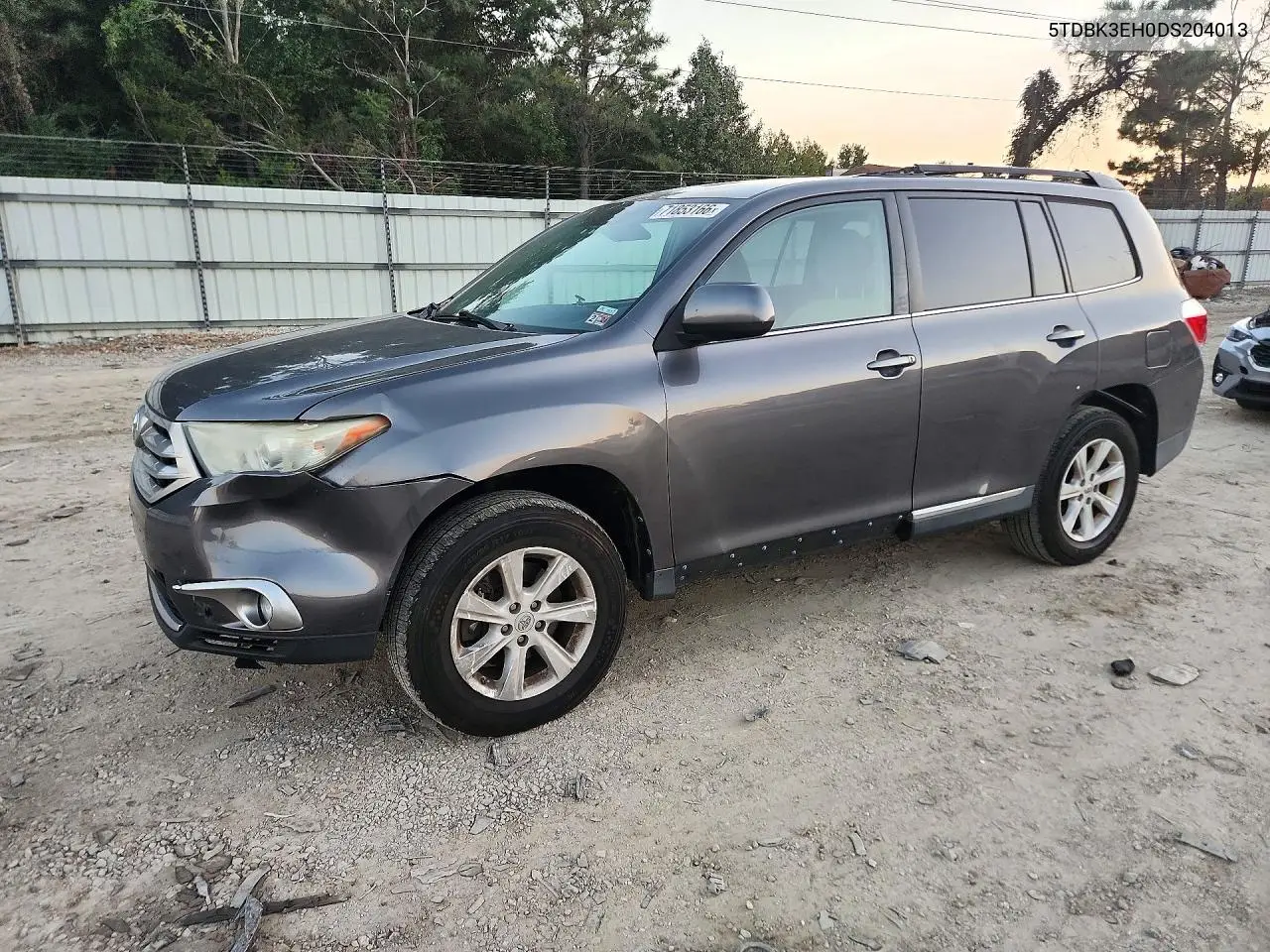 TOYOTA HIGHLANDER 2013, VIN 5TDBK3EH0DS204013