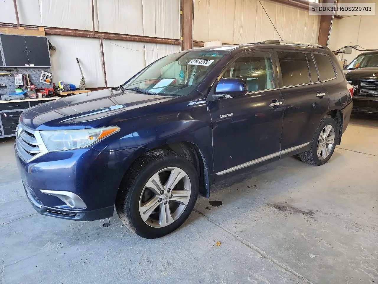 TOYOTA HIGHLANDER 2013, VIN 5TDDK3EH6DS229703