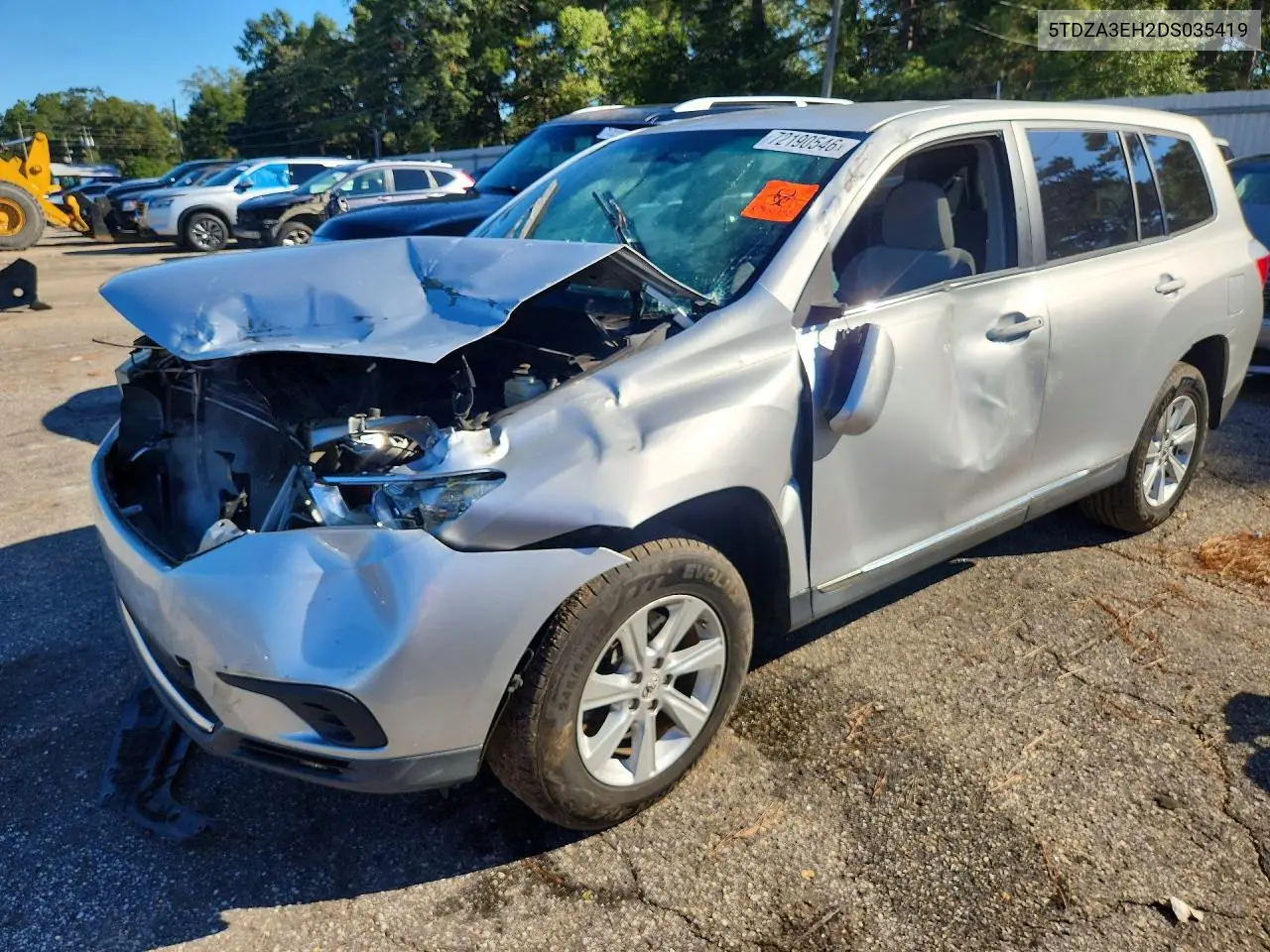 TOYOTA HIGHLANDER 2013, VIN 5TDZA3EH2DS035419
