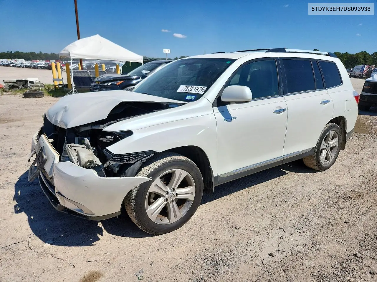TOYOTA HIGHLANDER 2013, VIN 5TDYK3EH7DS093938