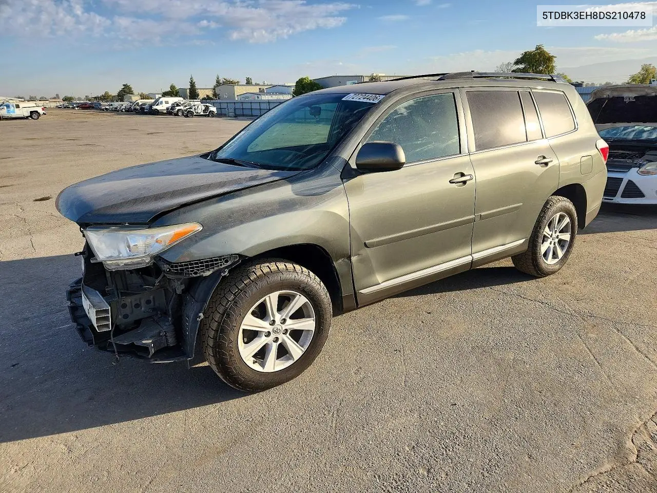 TOYOTA HIGHLANDER 2013, VIN 5TDBK3EH8DS210478