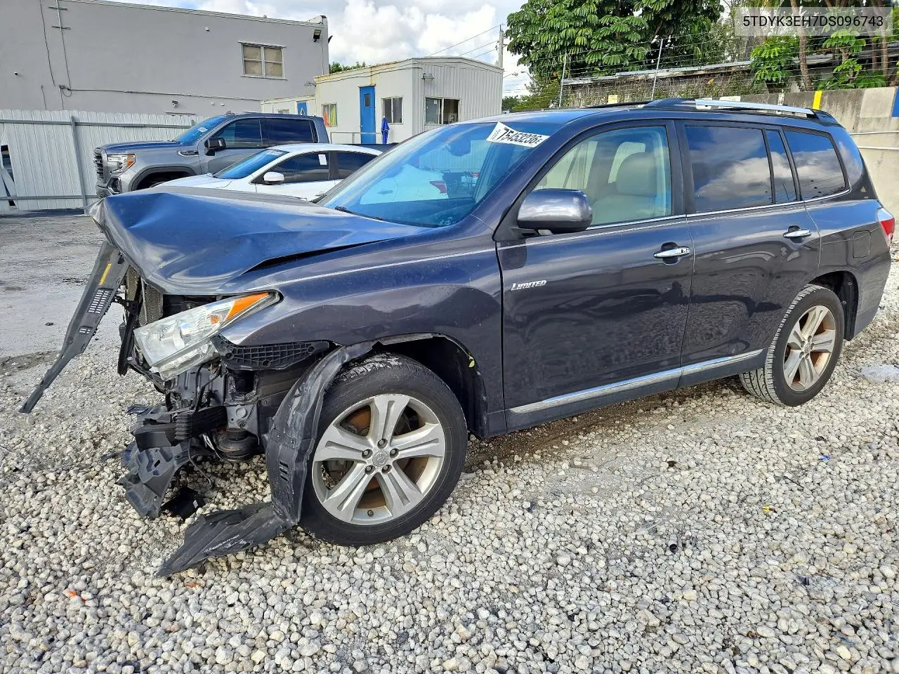 TOYOTA HIGHLANDER 2013, VIN 5TDYK3EH7DS096743