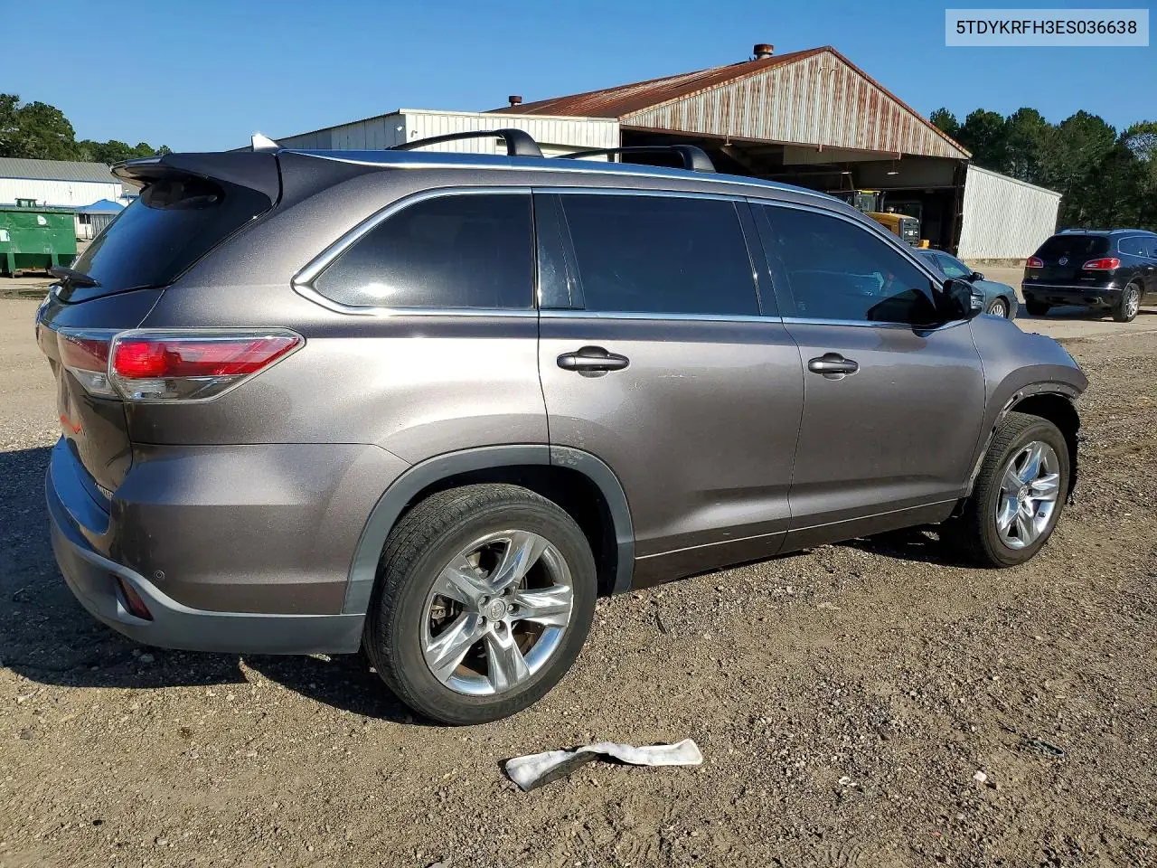 2014 TOYOTA HIGHLANDER VIN 5TDYKRFH3ES036638 — фото 3