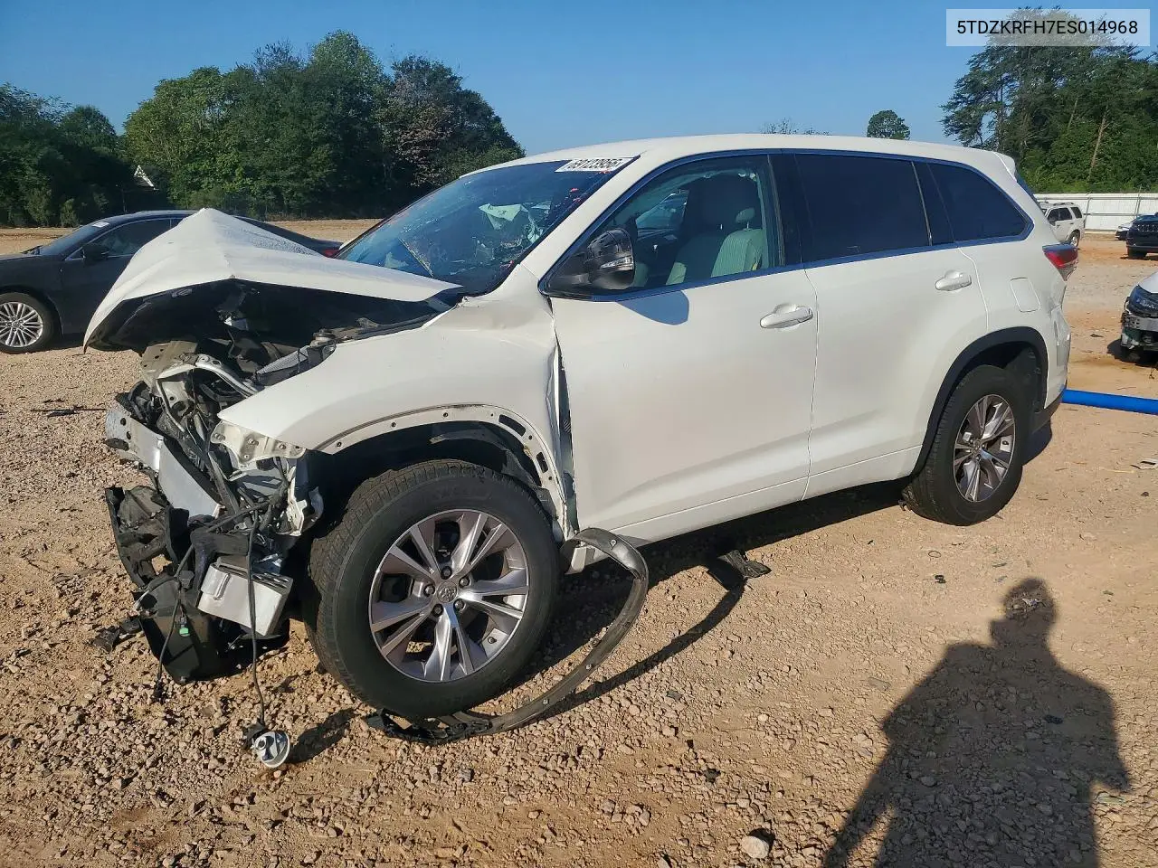 TOYOTA HIGHLANDER 2014, VIN 5TDZKRFH7ES014968