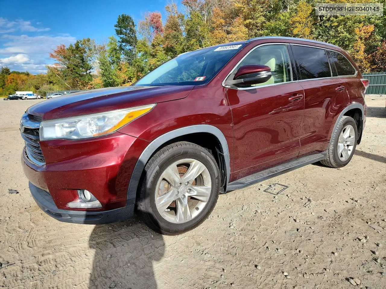 TOYOTA HIGHLANDER 2014, VIN 5TDDKRFH2ES040145