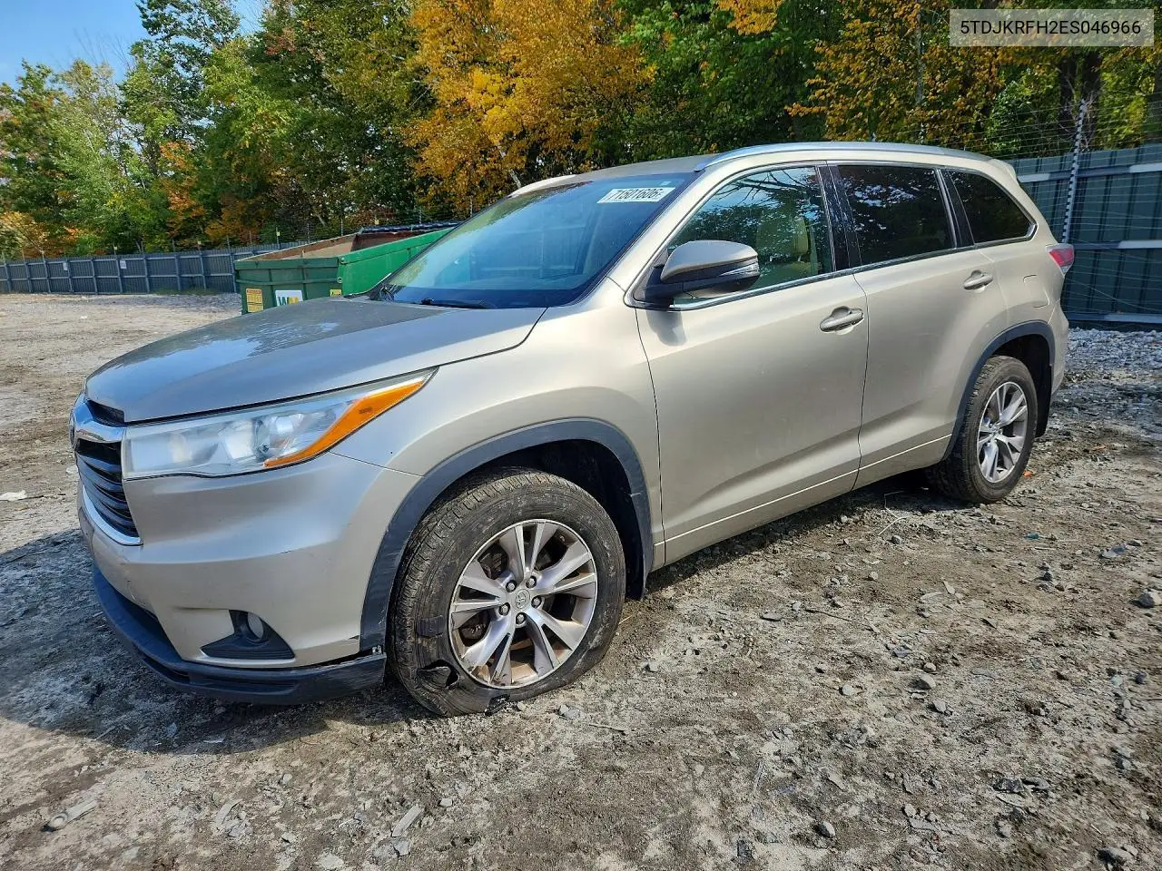 TOYOTA HIGHLANDER 2014, VIN 5TDJKRFH2ES046966