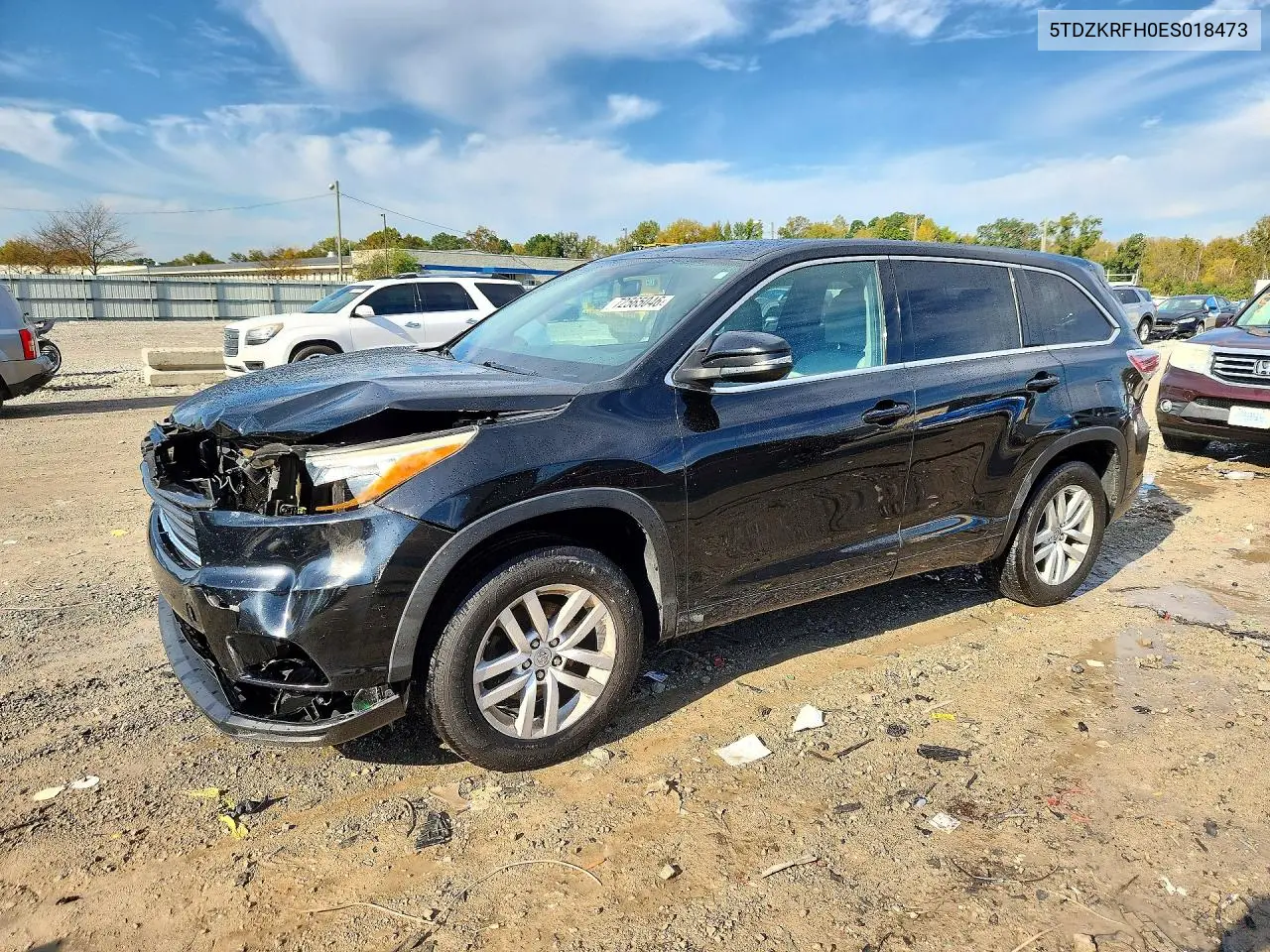 TOYOTA HIGHLANDER 2014, VIN 5TDZKRFH0ES018473
