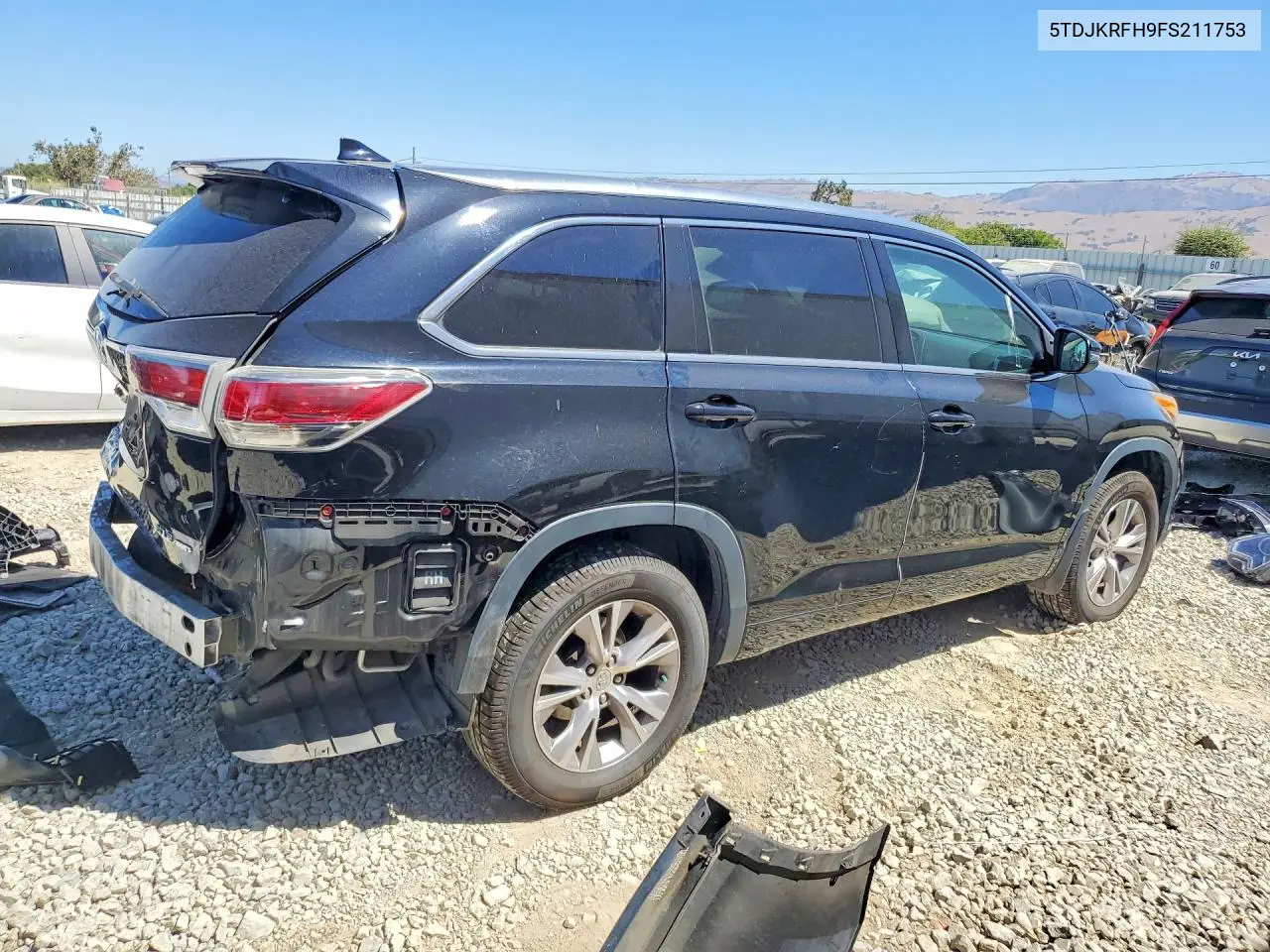 2015 TOYOTA HIGHLANDER VIN 5TDJKRFH9FS211753 — фото 3