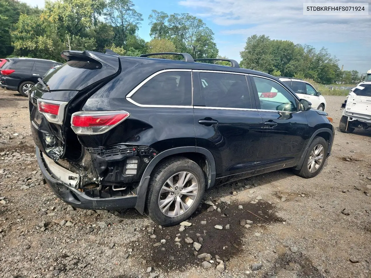2015 TOYOTA HIGHLANDER VIN 5TDBKRFH4FS071924 — фото 3