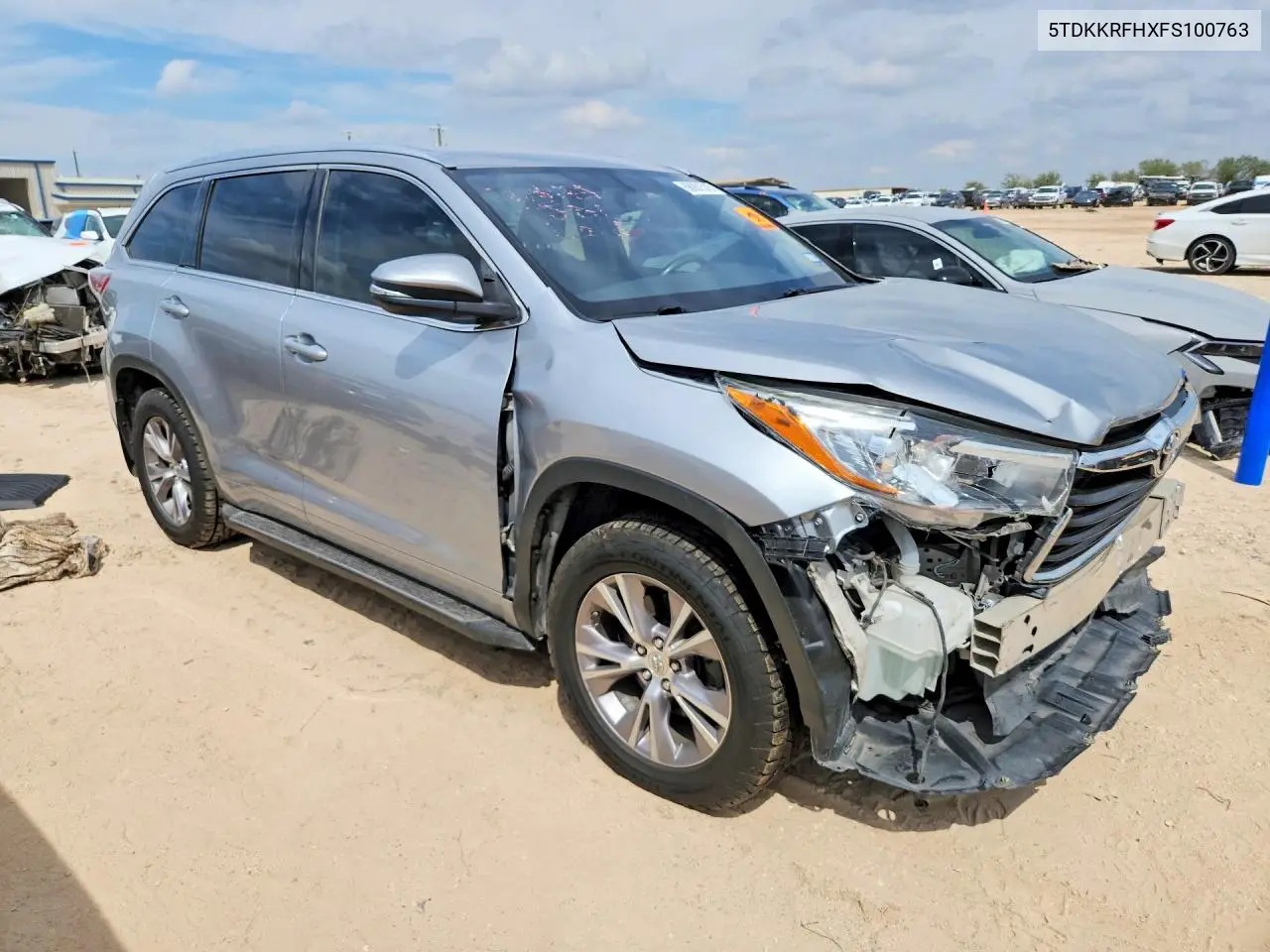 2015 TOYOTA HIGHLANDER VIN 5TDKKRFHXFS100763 — фото 4