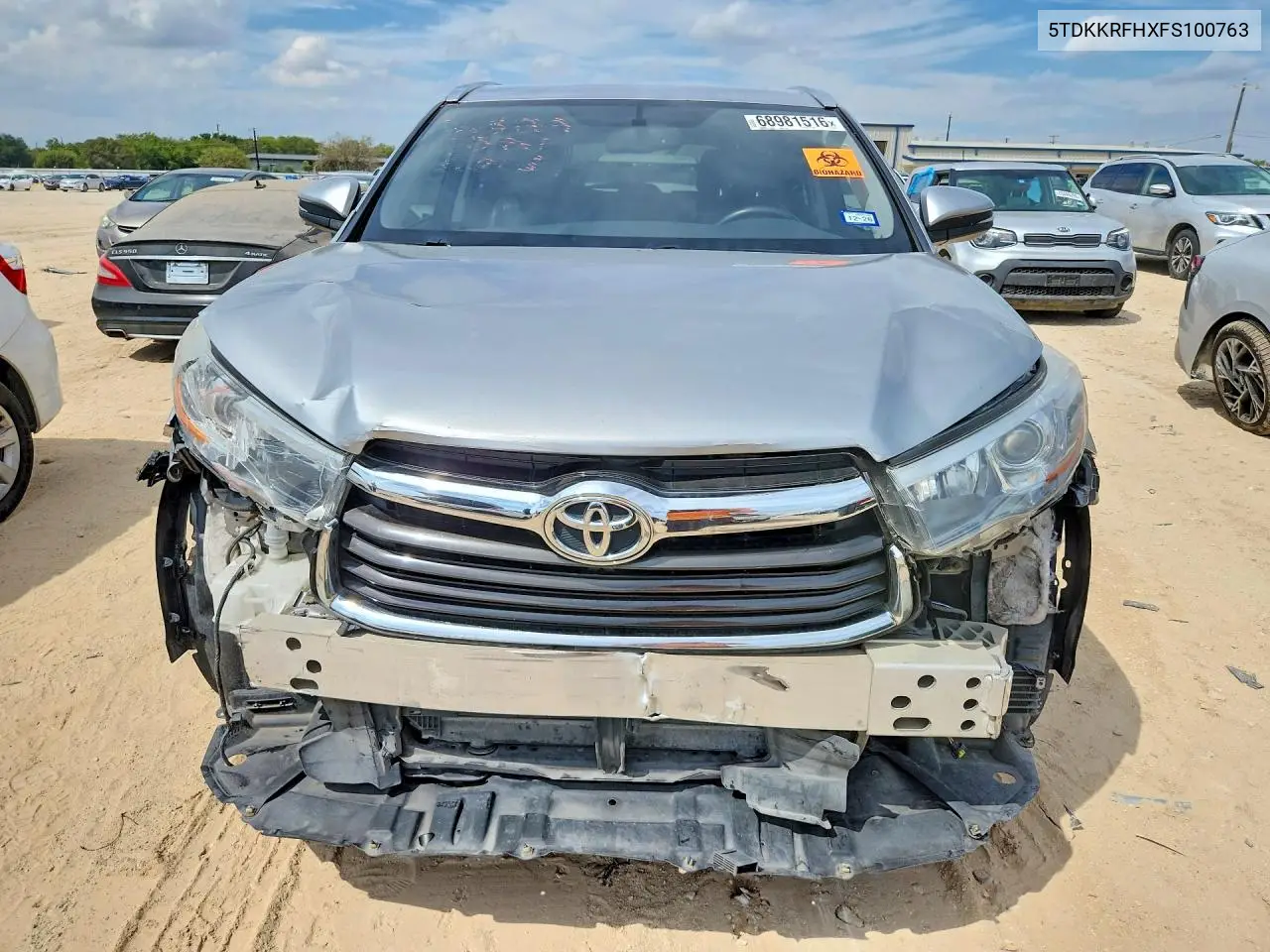 2015 TOYOTA HIGHLANDER VIN 5TDKKRFHXFS100763 — фото 5