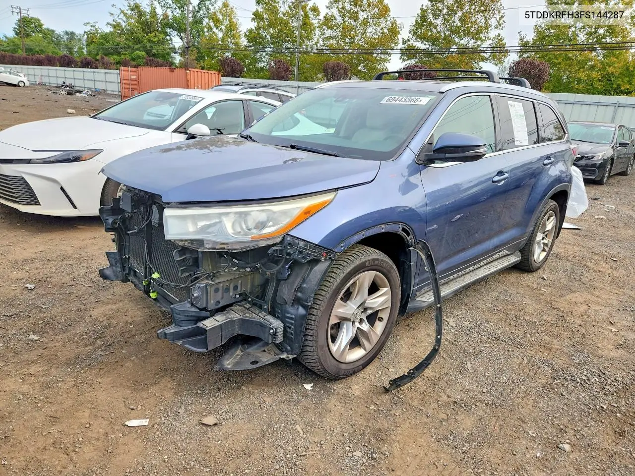 TOYOTA HIGHLANDER 2015, VIN 5TDDKRFH3FS144287