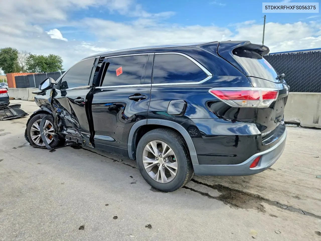 2015 TOYOTA HIGHLANDER VIN 5TDKKRFHXFS056375 — фото 2