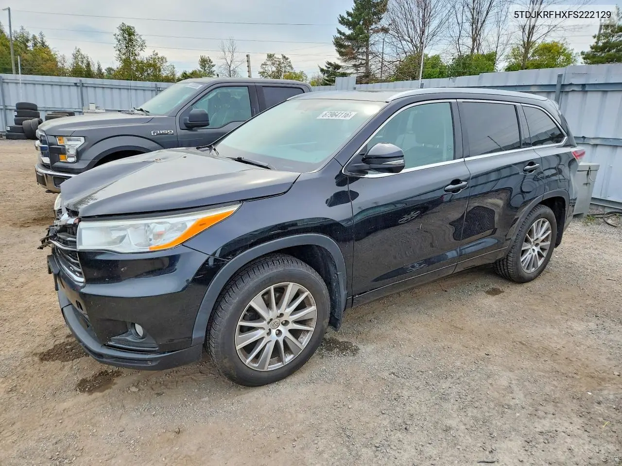 TOYOTA HIGHLANDER 2015, VIN 5TDJKRFHXFS222129