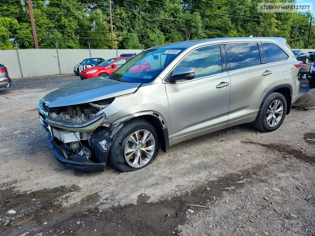 TOYOTA HIGHLANDER 2015, VIN 5TDBKRFH4FS127277