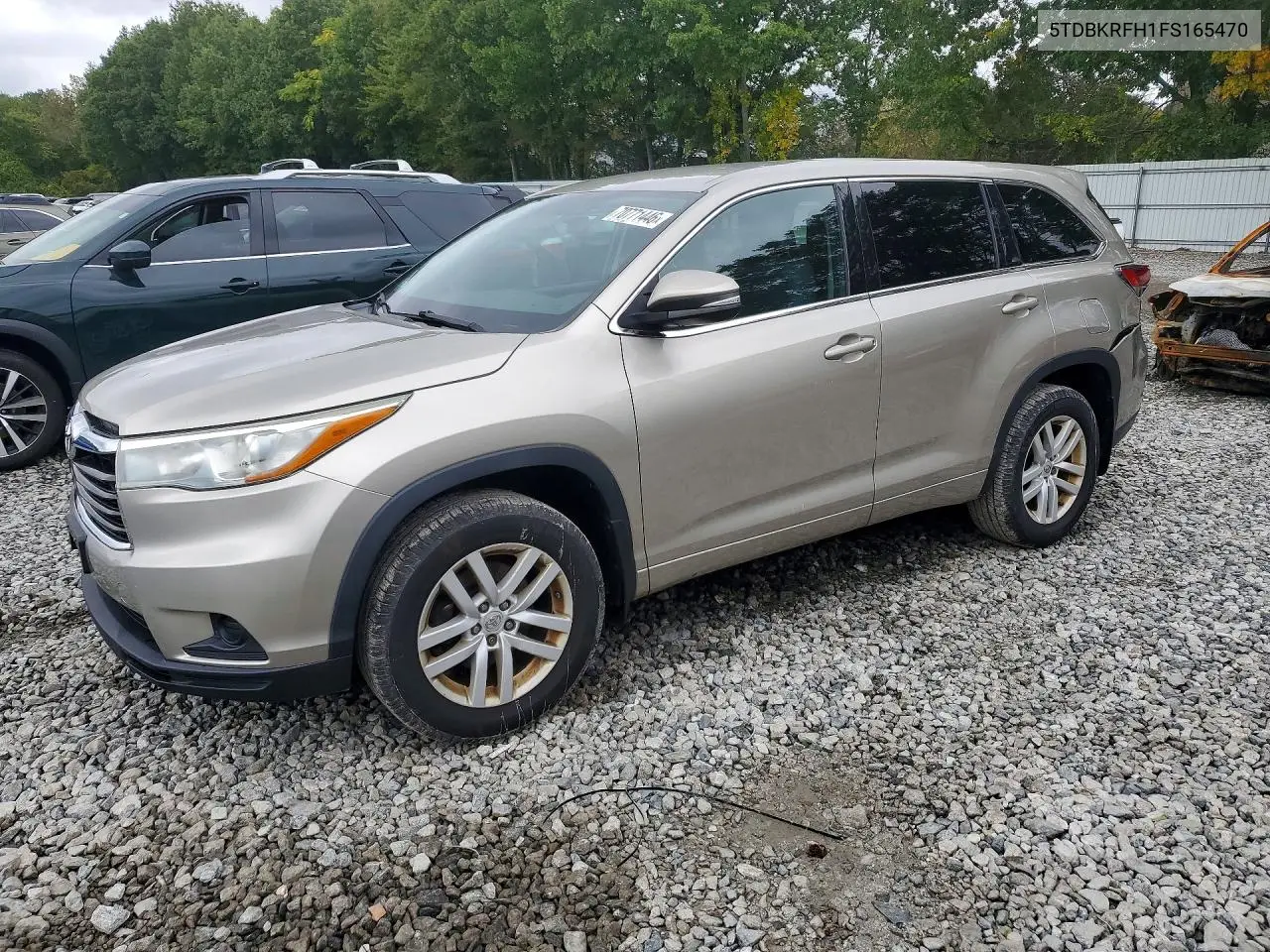 TOYOTA HIGHLANDER 2015, VIN 5TDBKRFH1FS165470
