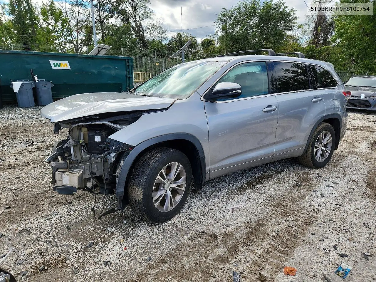 TOYOTA HIGHLANDER 2015, VIN 5TDBKRFH9FS100754
