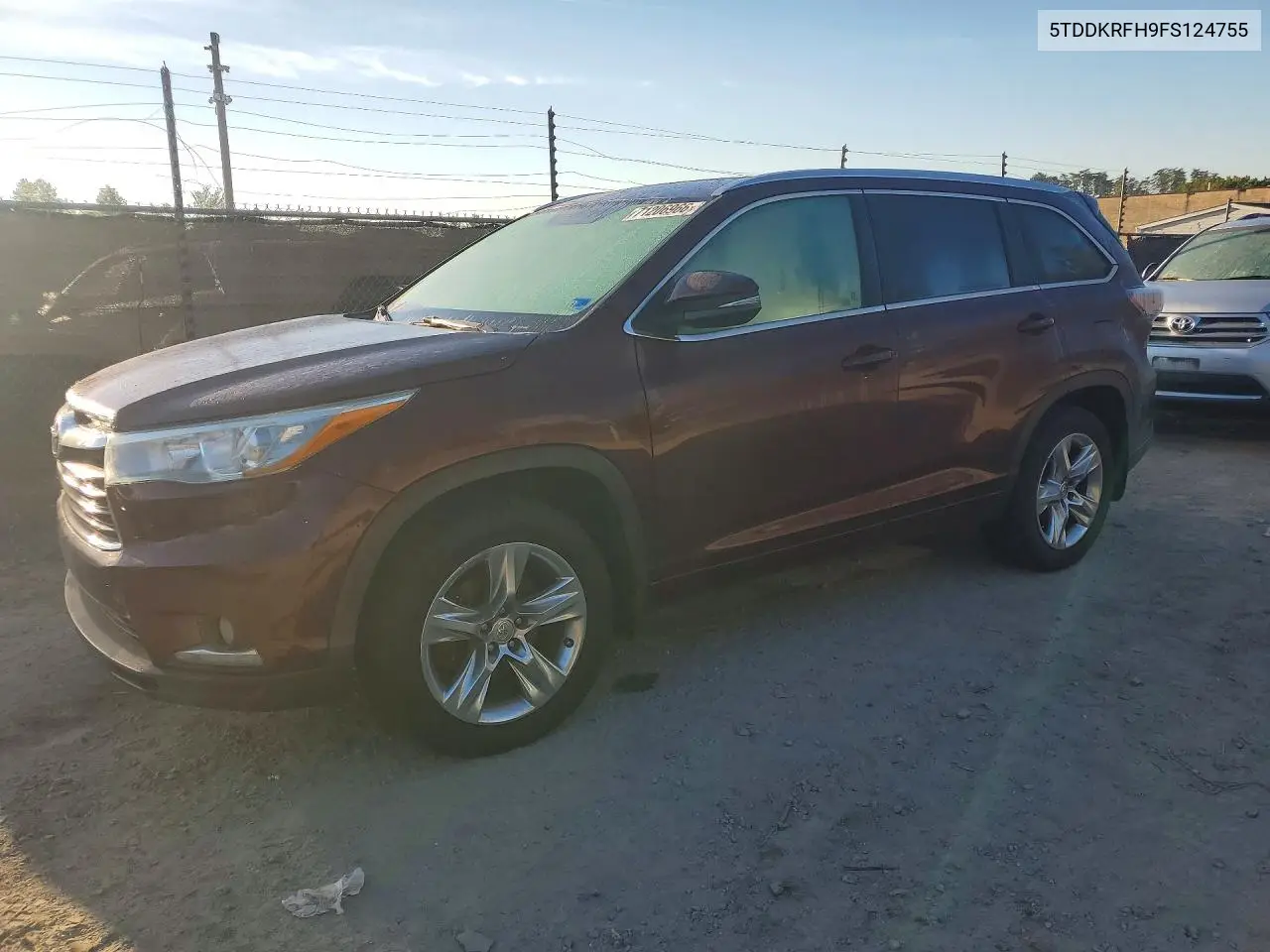 TOYOTA HIGHLANDER 2015, VIN 5TDDKRFH9FS124755