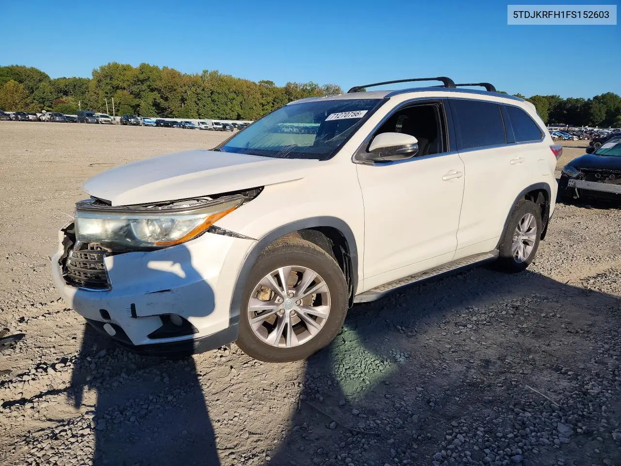 TOYOTA HIGHLANDER 2015, VIN 5TDJKRFH1FS152603
