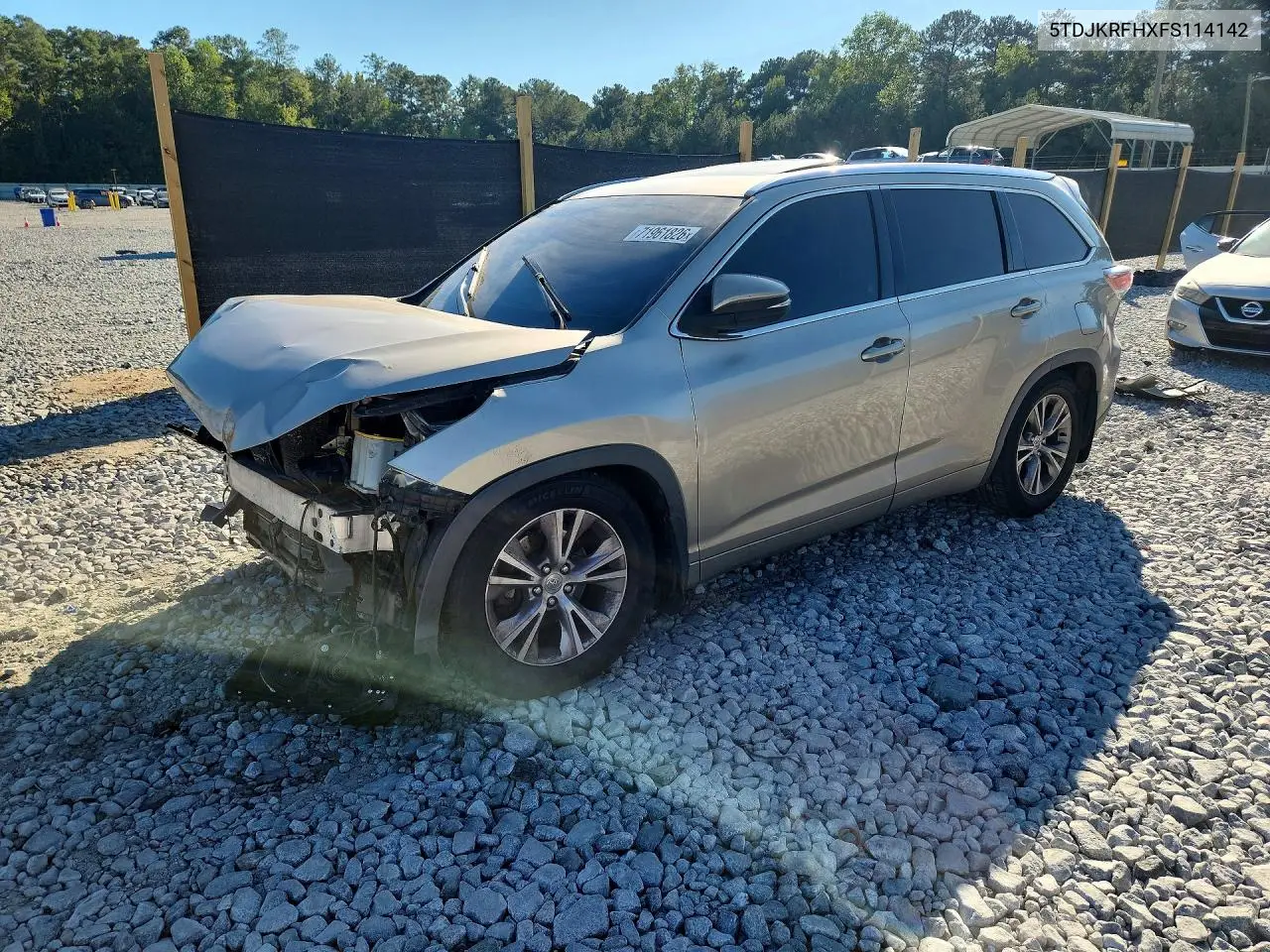 TOYOTA HIGHLANDER 2015, VIN 5TDJKRFHXFS114142