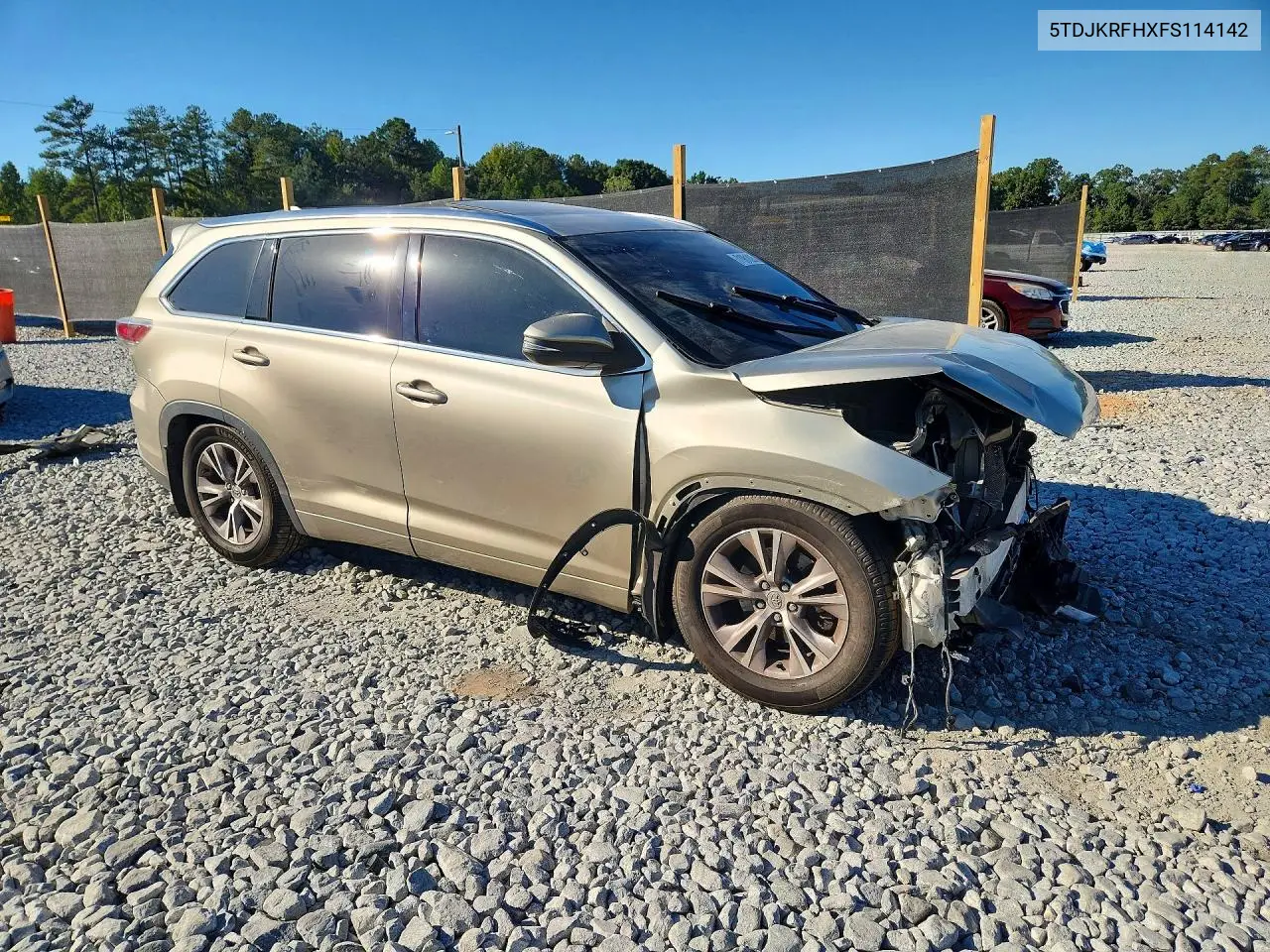 2015 TOYOTA HIGHLANDER VIN 5TDJKRFHXFS114142 — фото 4